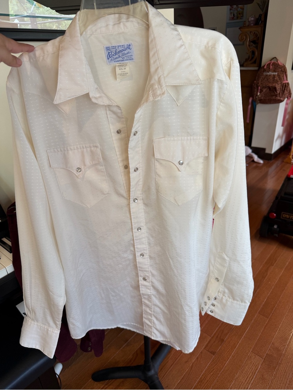 Rockmount Vintage Western Pearl Snap-Front Shirt in Ivory Large